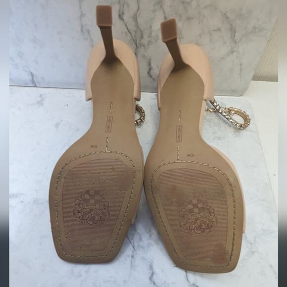 Vince Camuto Evansa nude open square toe jewelled ankle heels size 10 - Picture 12 of 12